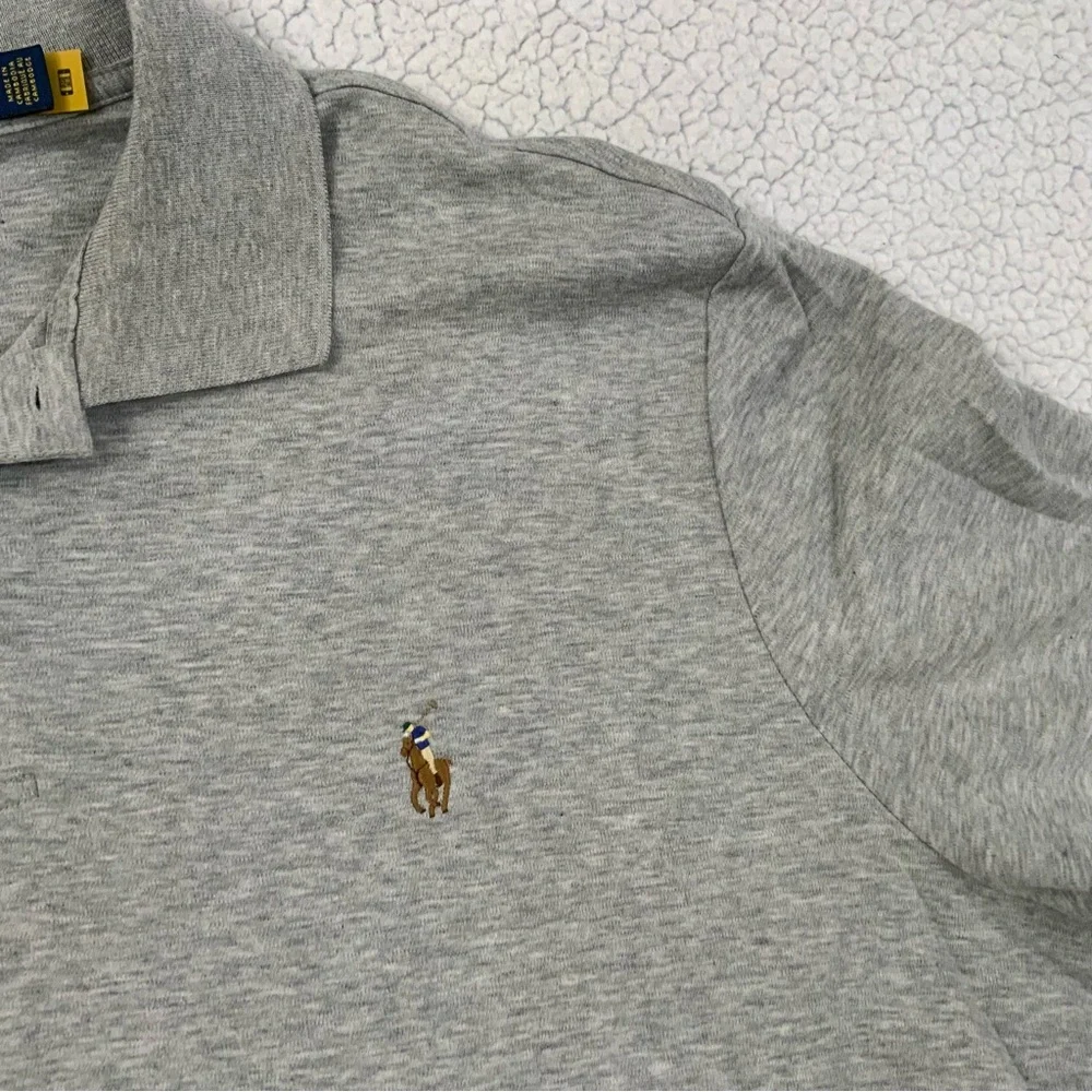 Polo Ralph Lauren Heather Gray Knit Iconic Polo Shirt Classic Fit Men’s Large